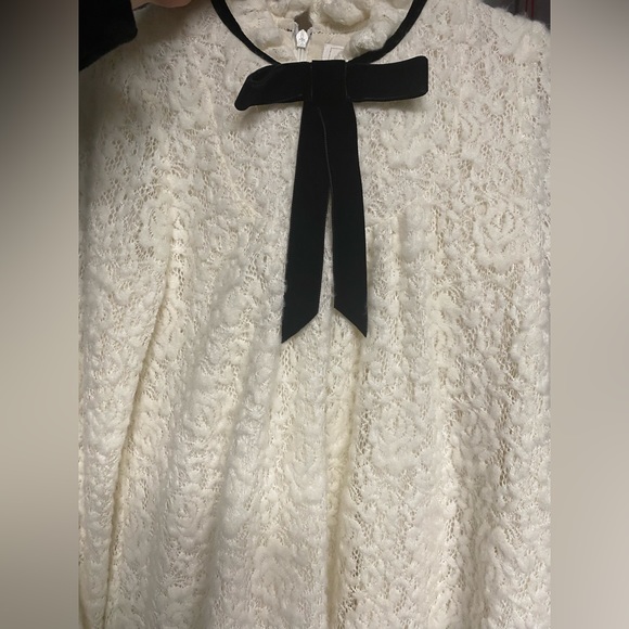 TARTINE ET CHOCOLAT WHITE CREAM LACE DRESS WITH BLACK RIBBON DETAIL - Picture 5 of 6